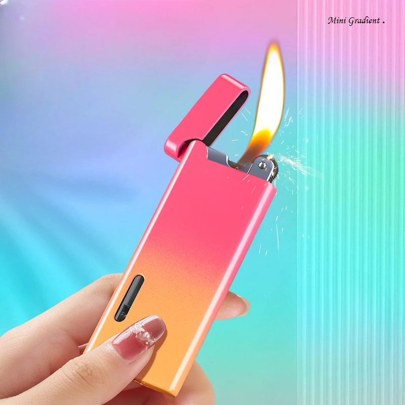 

Ultra-thin Portable Oblique Fire Inflatable Lighter Fashion Gradient Metal Lighter Special Gift Smoking Accessories Men Gadgets