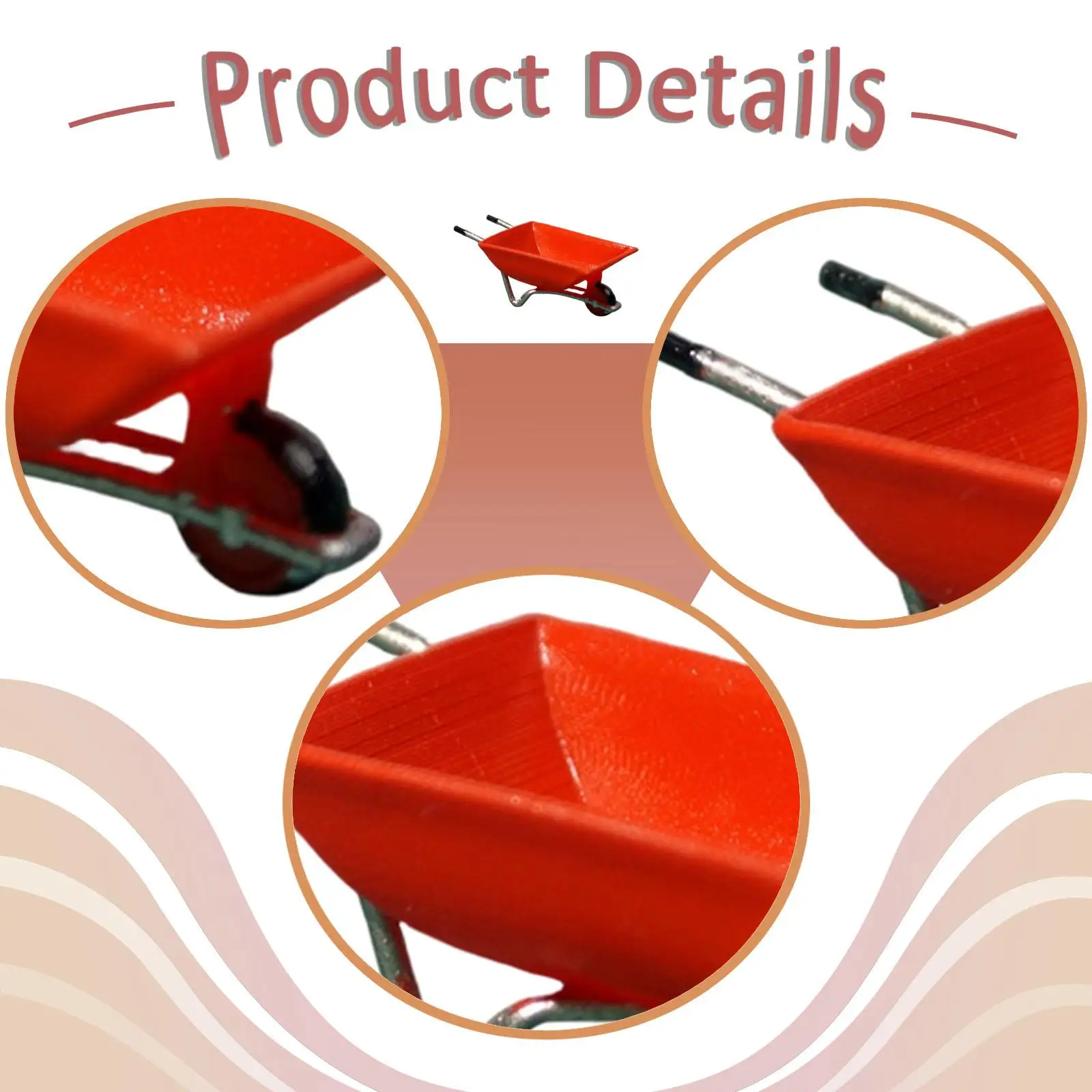 

Масштабная модель садовой тележки из смолы 1:64, миниатюрная тачка-вагончик для строительных сцен, коллекционный аксессуар