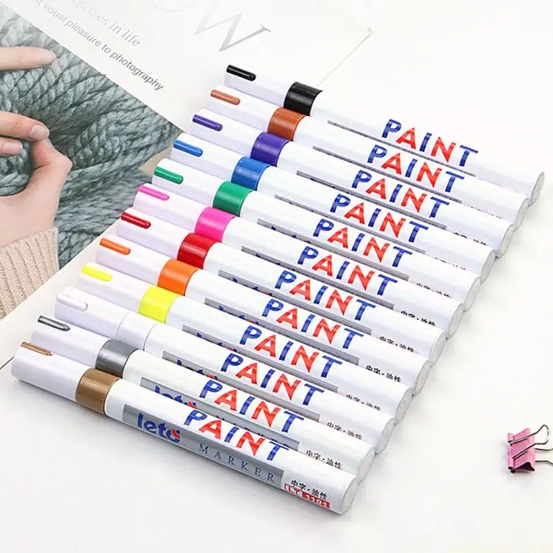 Fade Resistant Oily Paint Marker Industrial Use On Rubber Glass Surfaces Smooth Writing Friendly Plastic Construction