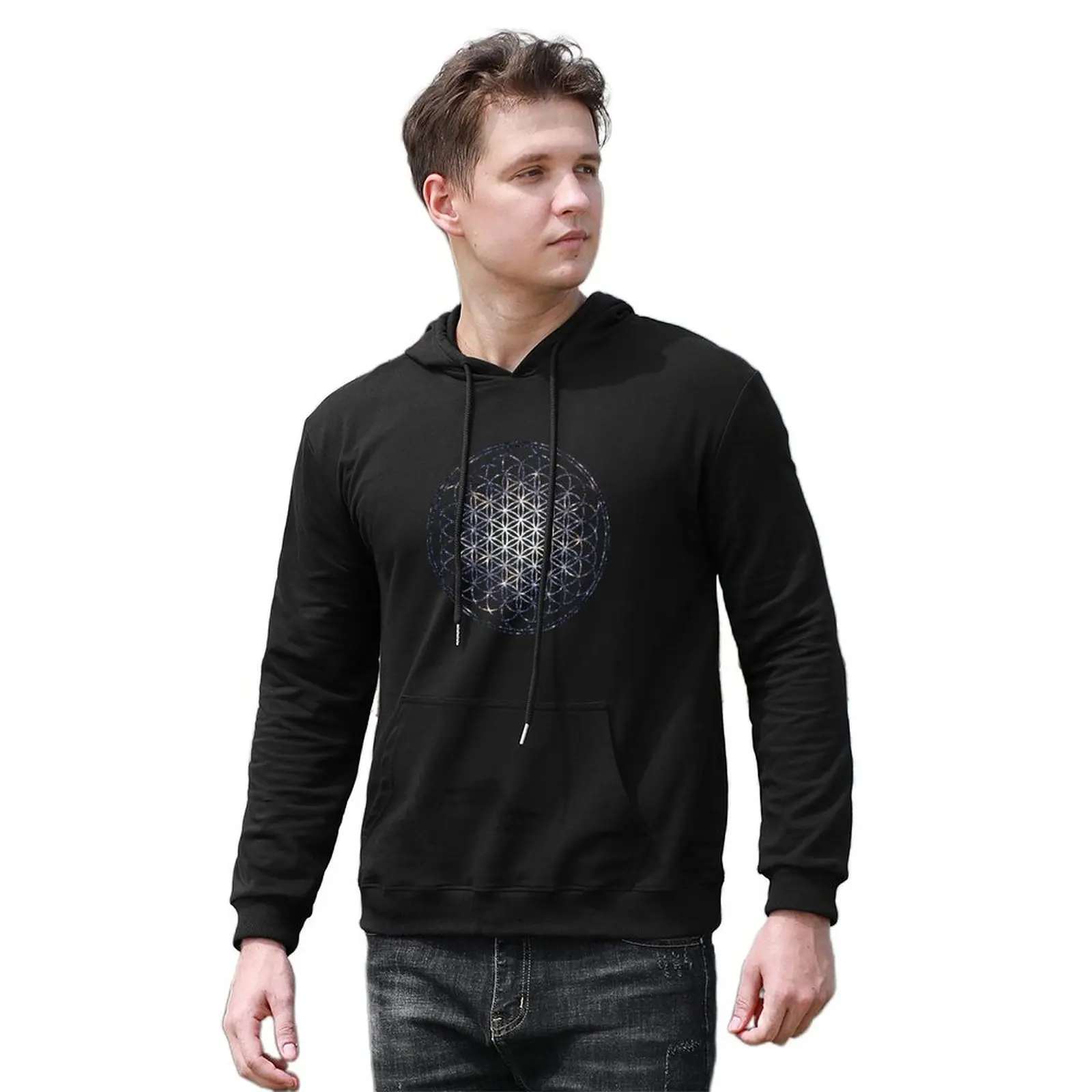 Flower Of Life - Sacred Geometry Star Cluster Pullover Hoodie odzież męska płaszcz męski bluza z kapturem