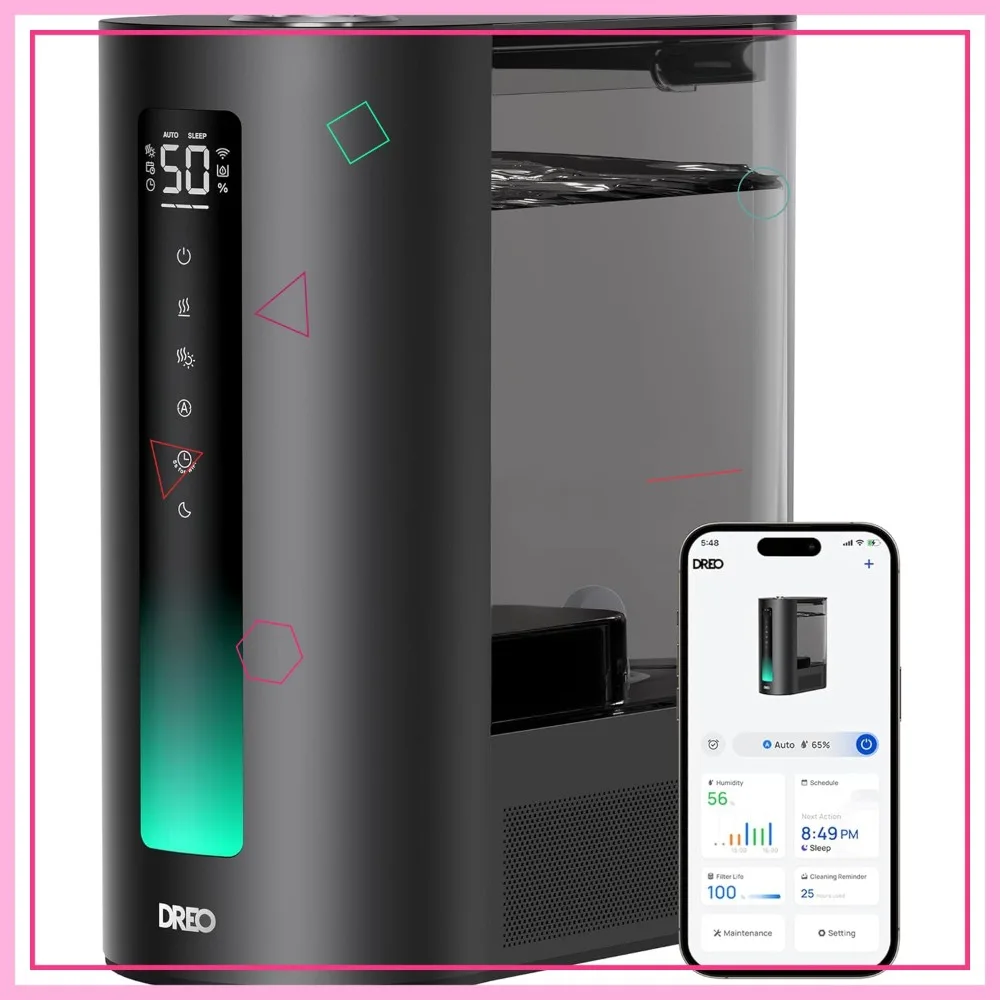 

6L Smart Warm & Cool Mist Humidifier for Bedroom, 60Hr Quiet Runtime, Humidity Sensor, Timer, Works with Alexa