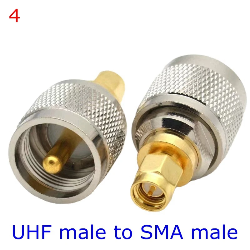 2Pcs/lot PL259 SO239 UHF PL-259 SO-239 To SMA Male Female Straight Connector UHF To SMA Male Female RF Coax Brass Nickel Plated