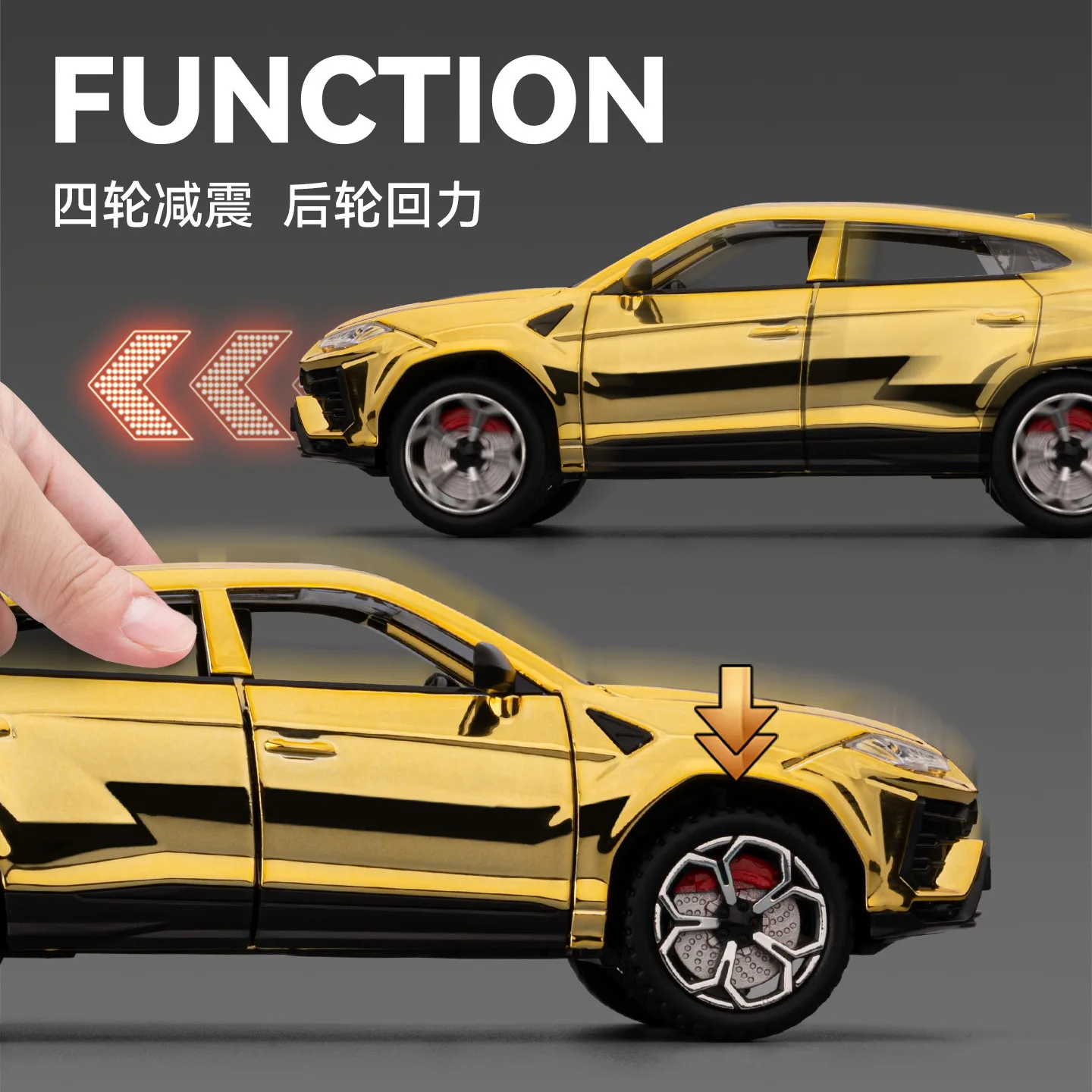 24-bison gegalvaniseerde legering sportwagenmodel geluid en licht feedback puzzel speelgoed high-end verzamelcadeau