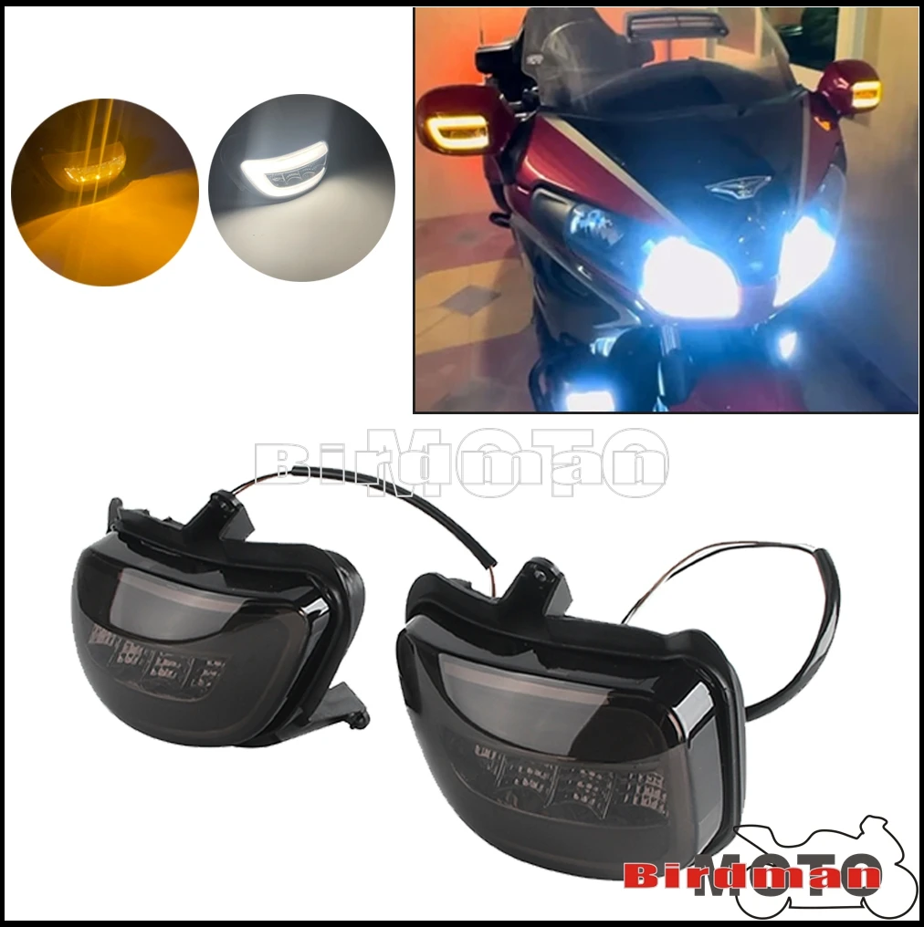 

Motorcycle Front LED Turn Signals For Honda Goldwing Gold wing GL1800 GL 1800 2001-2017 Rearview Side Mirrors LED Turn Signals