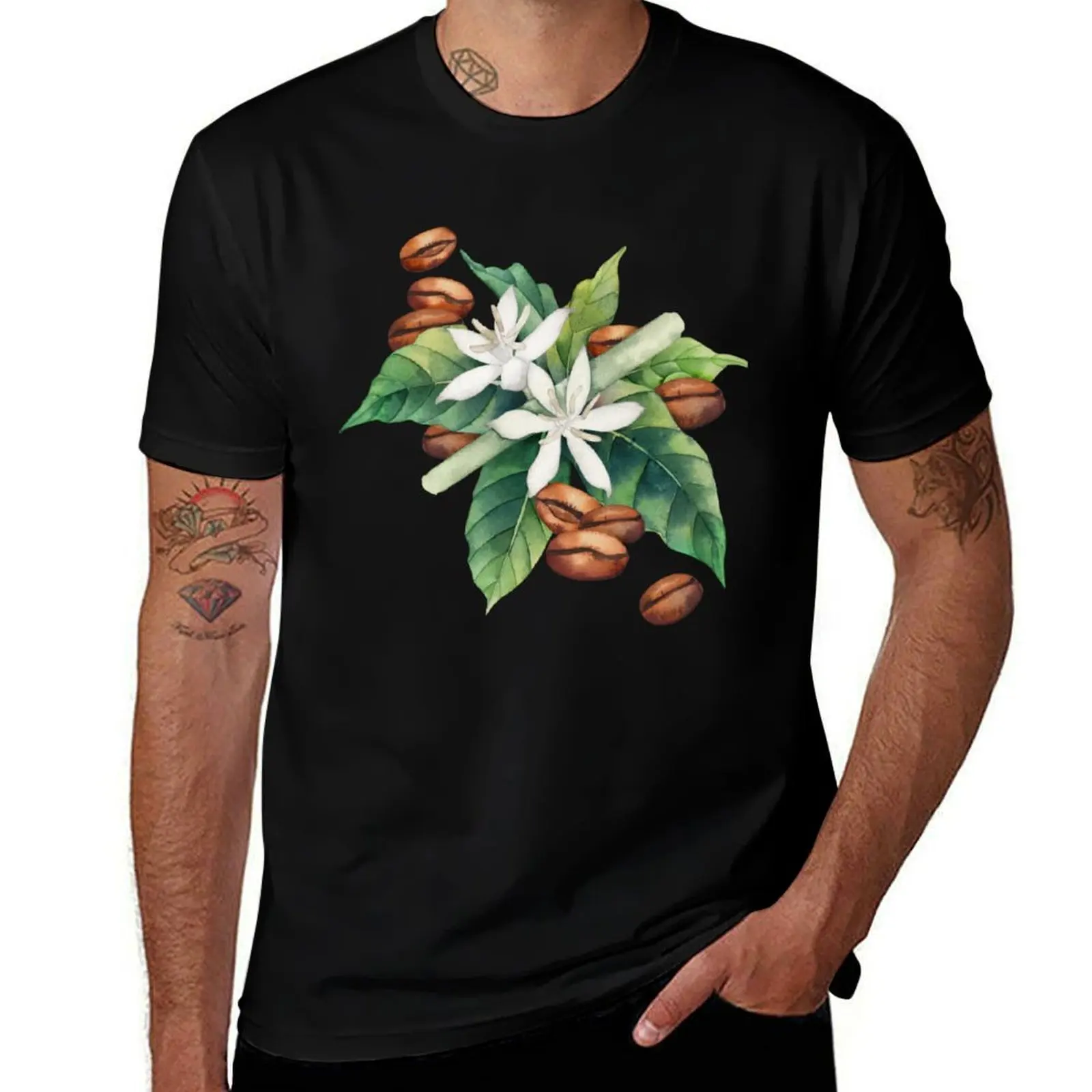 Camiseta de café con granate de acuarela, disfraces divertidos, figuras de anime, ropa para hombre