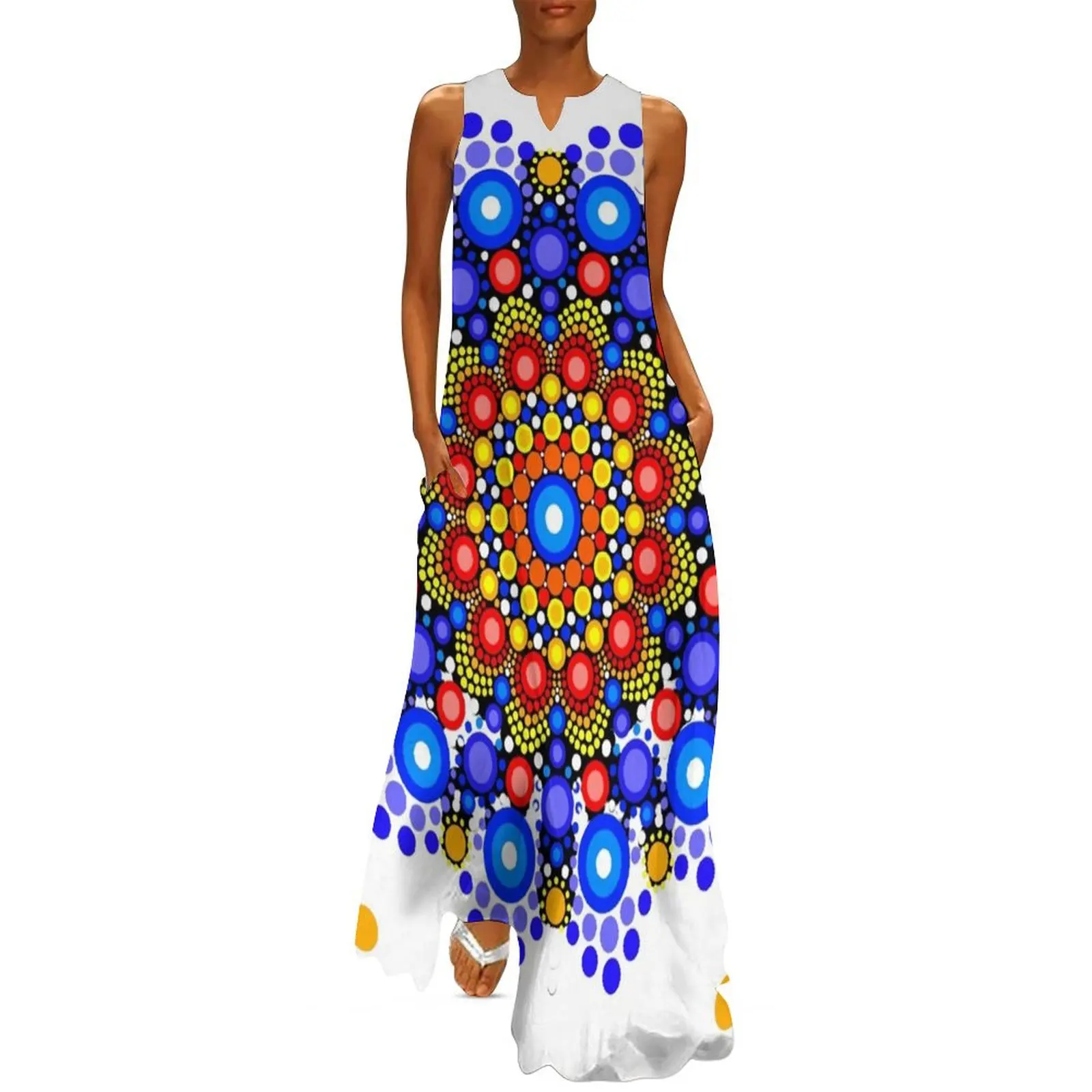 

Blue and Orange Circles Pattern Long Dress prom dress dresses for womens 2024 clothing women summer 2024 Bride dresses