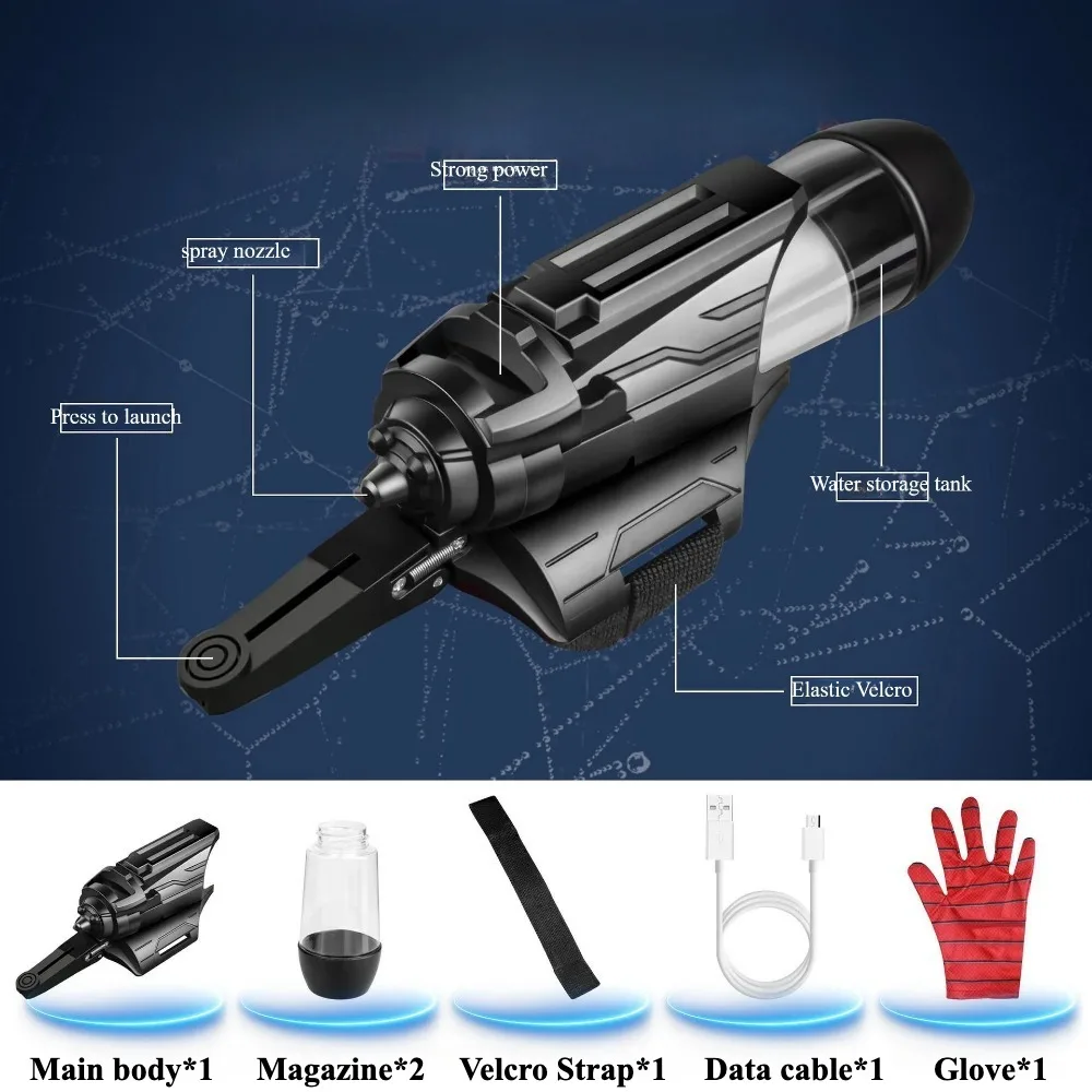 Popular Spider Wrist Press Electric Launcher Burst Water Gun Children's Wearable Arm Toy Party Props Perfect Christmas Gifts