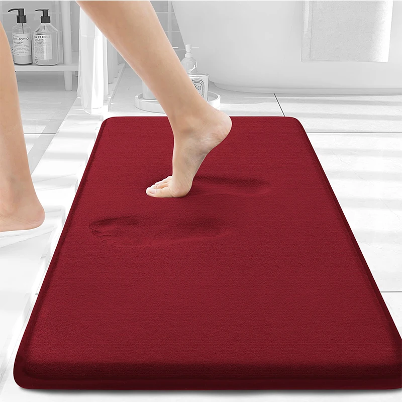 Homaxy Memory Foam Solid Color Bathroom Mat Floor Mat Indoor Non Slip Door Mat Dirt Trap Absorbs Water Comfortable Bathroom Mat