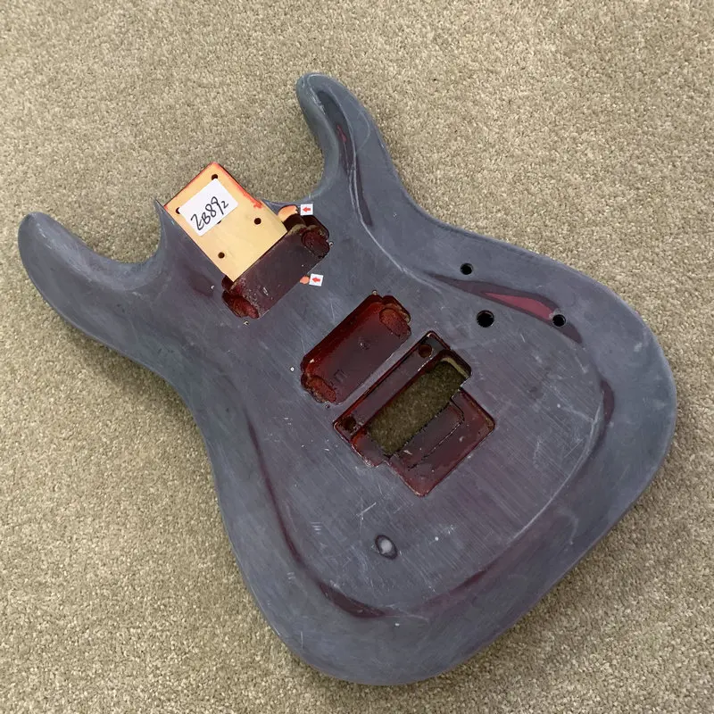 EB892 Floyd Rose Electric Guitar Unfinished Guitar Body 2 Humbucker in Solid Wood with Paint Damage Cracks for Replace DIY