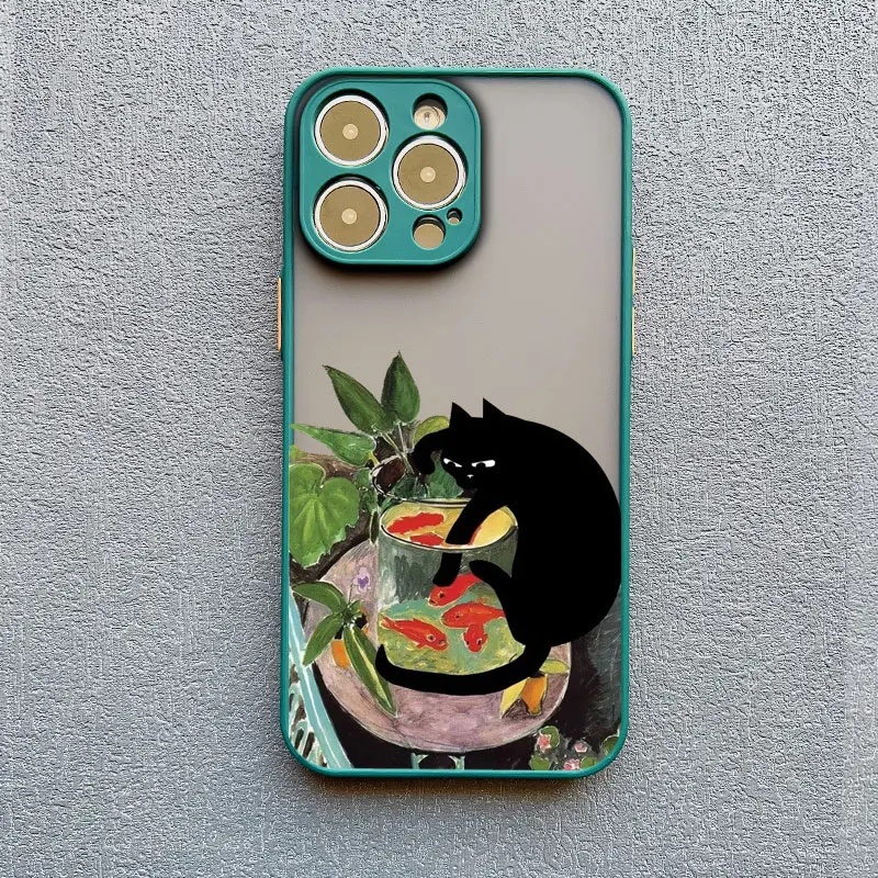 Dunkle lustige Cartoon-Katze, lustige Handyhülle für iPhone 16 14 13 12 11 15 17 Pro Max X XR XS 12 13 Mini 14 15 Plus Tierhüllen – Detail 4