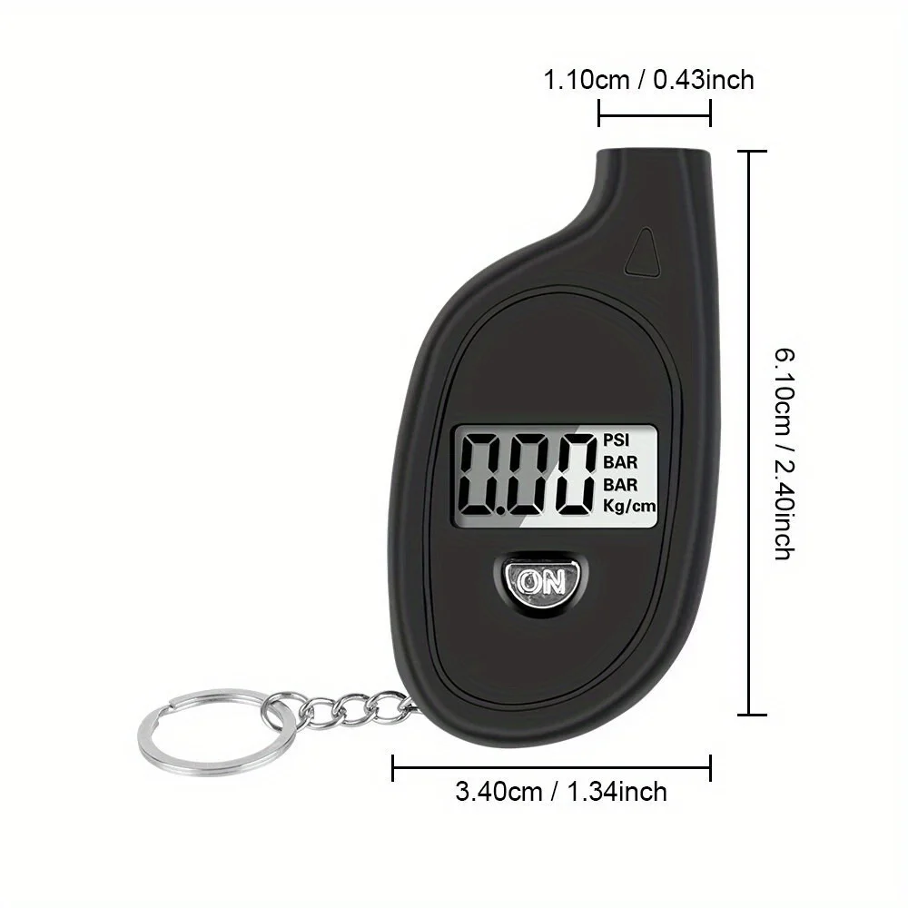 Mini Keychain Style Tire Gauge Digital Lcd Display Car Tire Air Pressure Tester Meter Auto Car Motorcycle Tire Safety Alarm