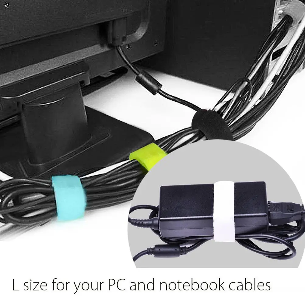20Pcs Candy Color Reusable Cable Straps Nylon Hook Loop Fasteners for Electronics Appliance Cord Management Clutter Free Tidy