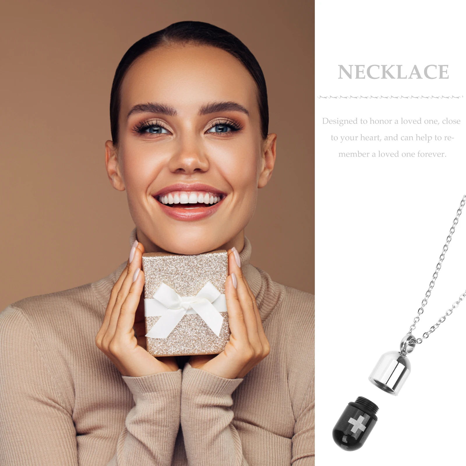 

Stainless Steel Necklace for Ashes Hair Dried Flowers Memorial Pendant Men Women Cylinder Urn Keepsake Chokers Metal Chain