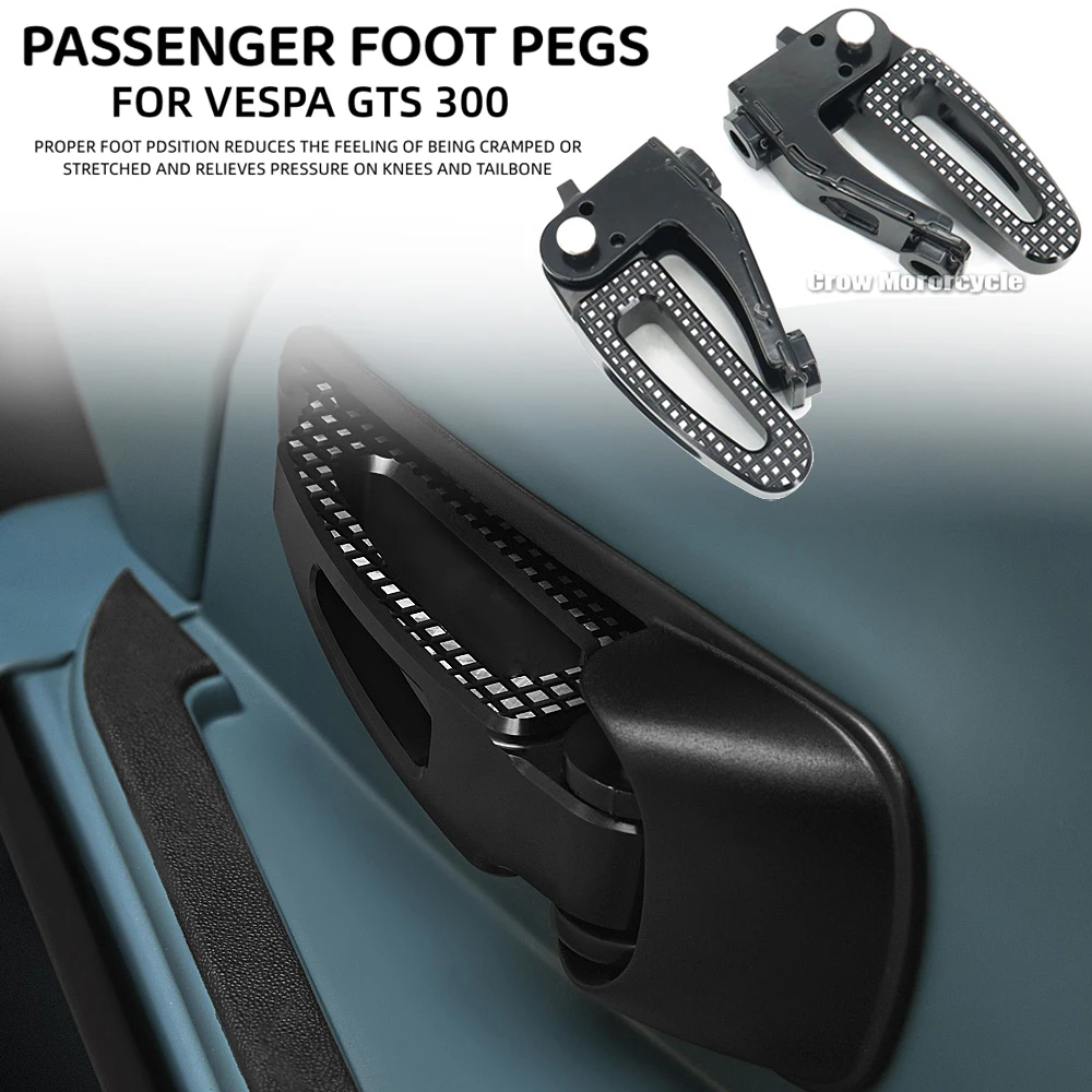 

For Vespa GTS 300 Vespa 2021 2022 Motorcycle Rear Foot Pedal Foldable Footpeg Passenger Foot Pedal Foot Peg Twin Rail Floorboar