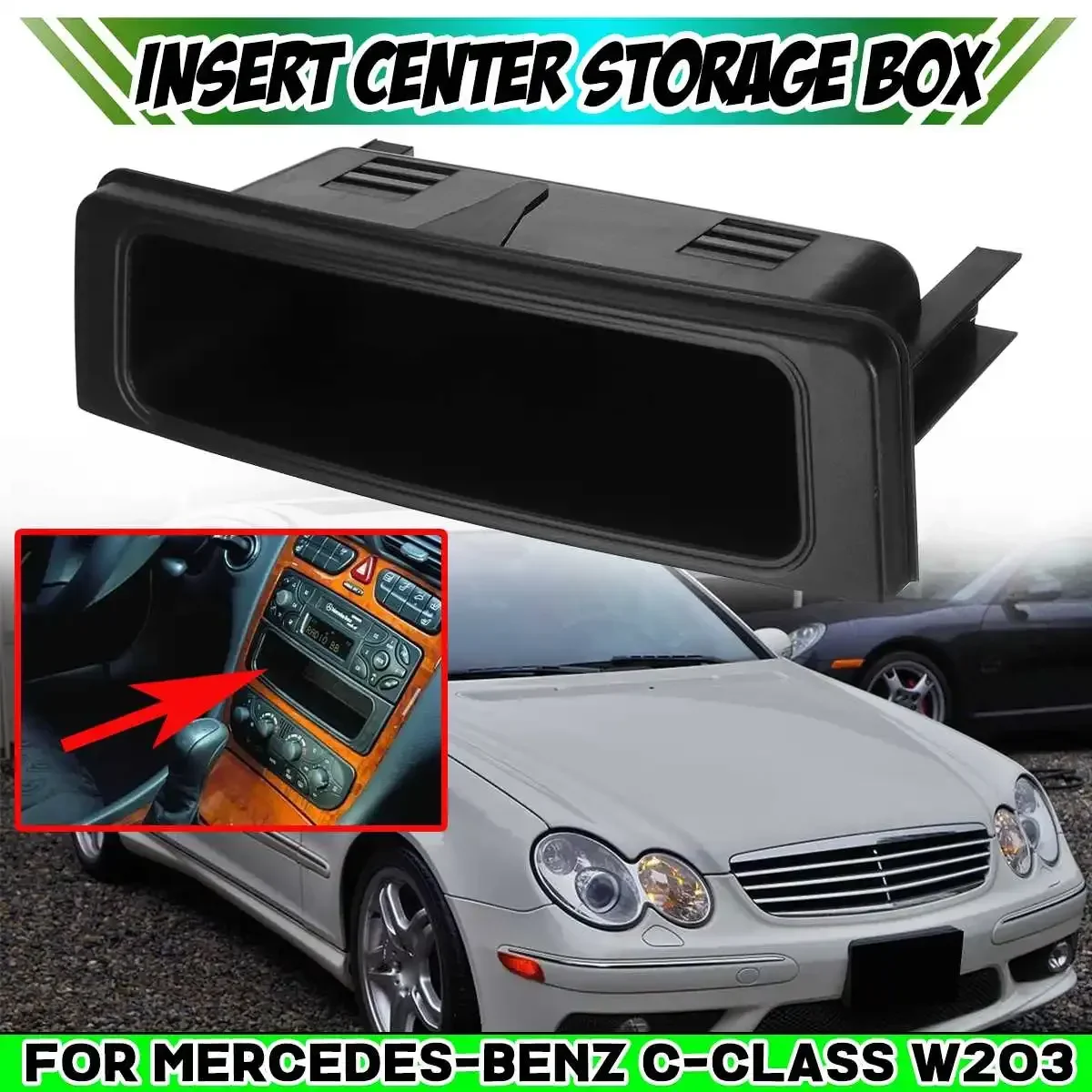 Plastic Black Car Front Centre Insert Console Storage Box Cover Trim 20368302917C45 2036830291 For Mercedes For Benz W203