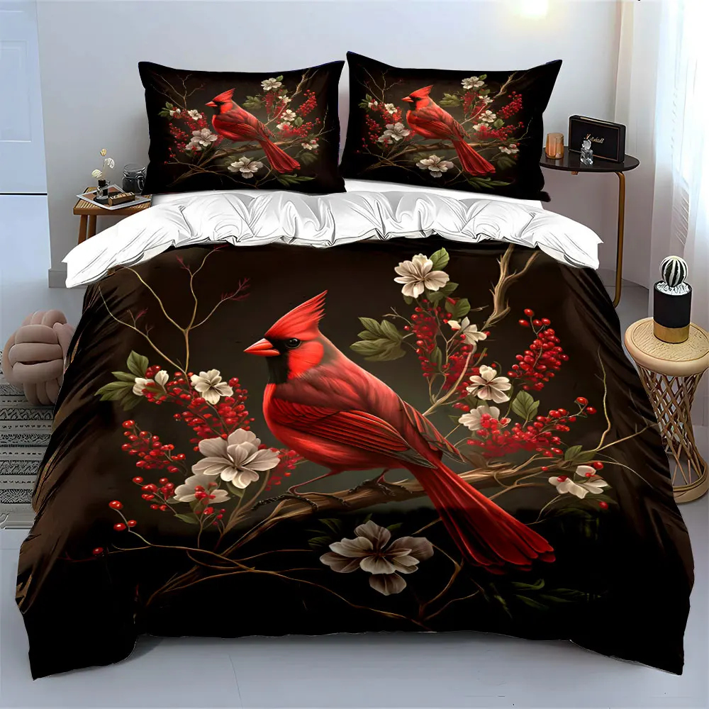 

"Floral Bird Decorative Set Art" Soft Skin-Friendly Bedding Set Includes 1 Duvet Cover And 2 Pillowcase, Gift