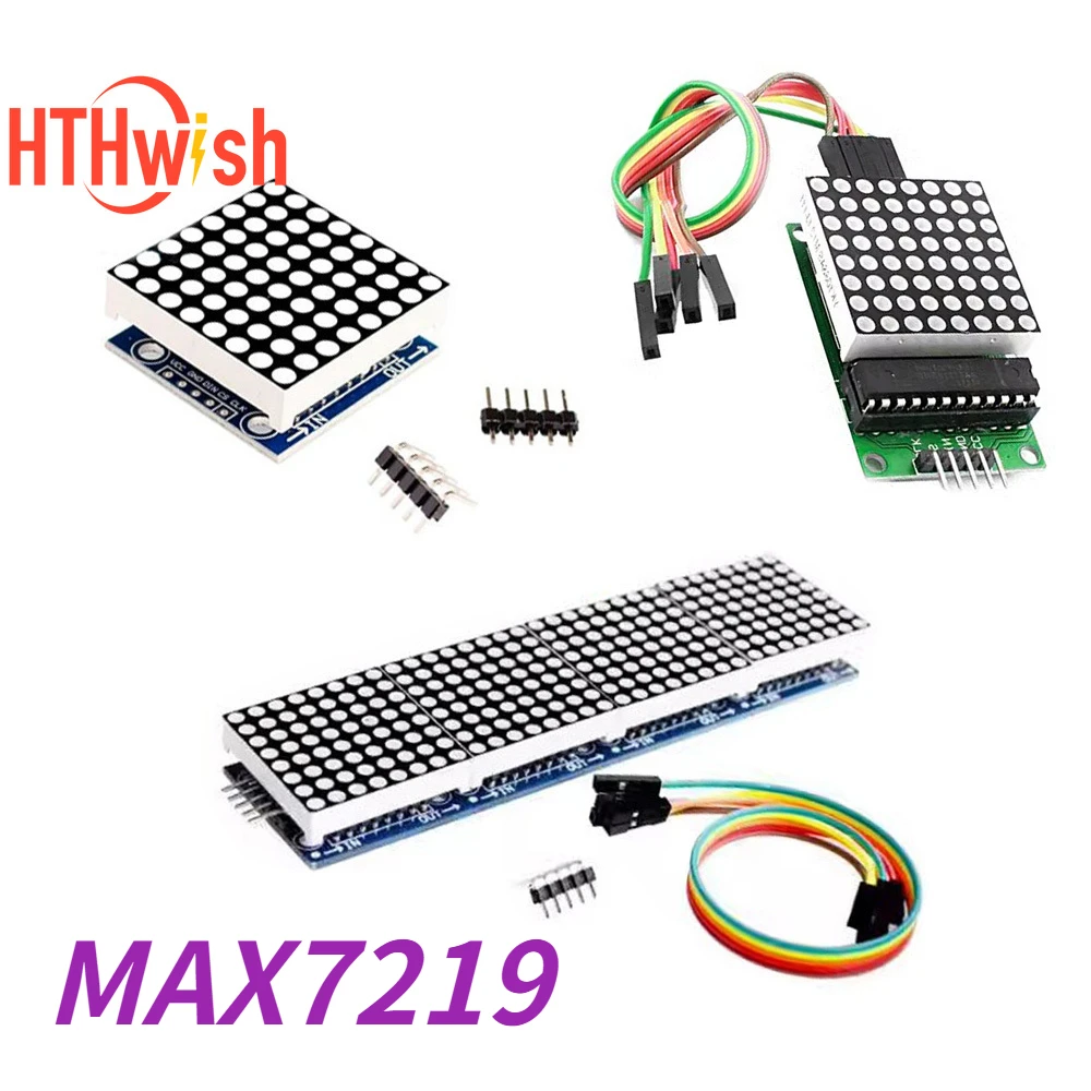 MAX7219 Moduł matrycy punktowejMicrocontroller1 Bit / 4 w 1 / Sterowanie wyświetlaczem z czerwonym/zielonym wyświetlaczem LED 5P Line dla Arduino