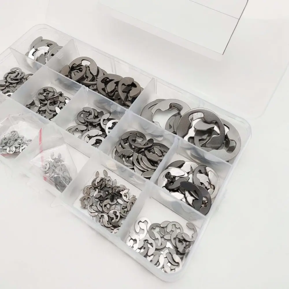Reliable 304 Stainless Steel E Type Snap Rings Set Retainer Fasteners For Industrial Maintenance And Machine Fixing