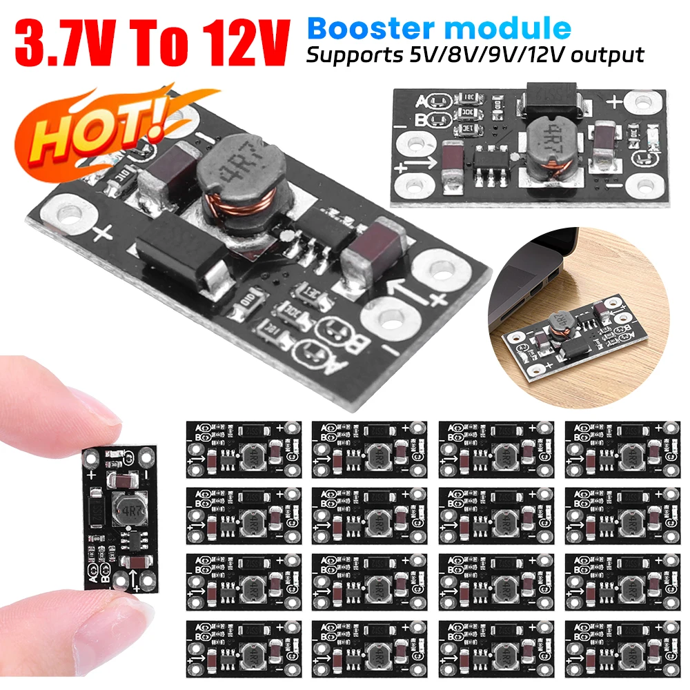 5-20PCS DC-DC Boost Step Up Converter 3V 3.2V 3.3V 3.7V 5V 9V to 12V Voltage Regulator PCB Board Module Lithium Battery Boost