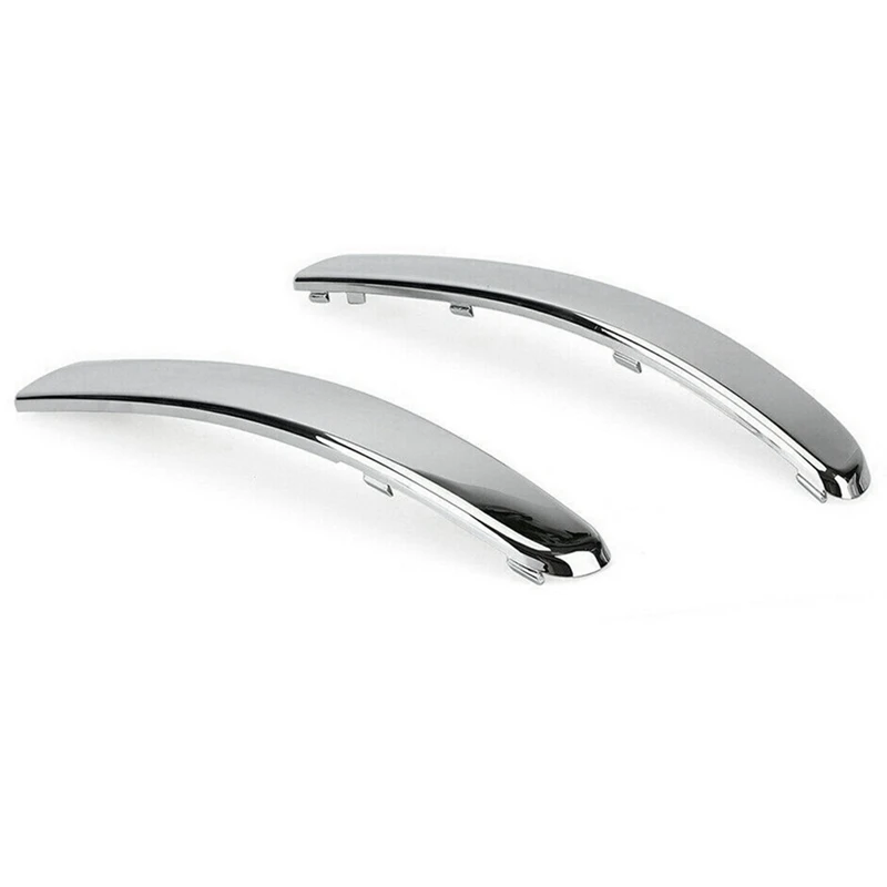 1Pair Chrome Front Bumper Lower Trim Strips 735455056 735455057 Exterior Moulding Buffer Panel For Fiat 500 2007-2015