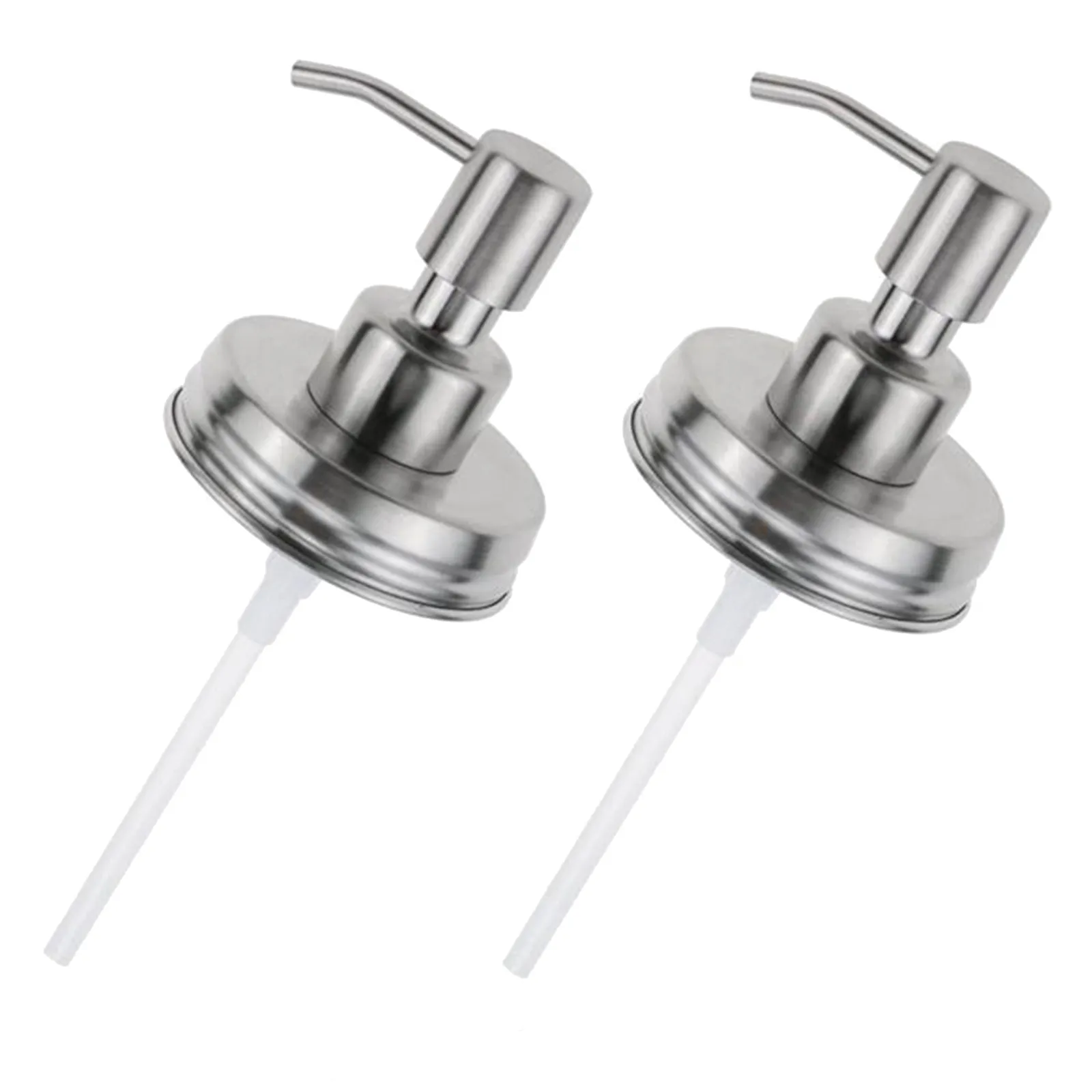 2Pcs Stainless Steel Dispenser Pump Lids Standard Size 70 Easy Dispensing Rust Proof Kitchen Bathroom Lotion Pump Accessories