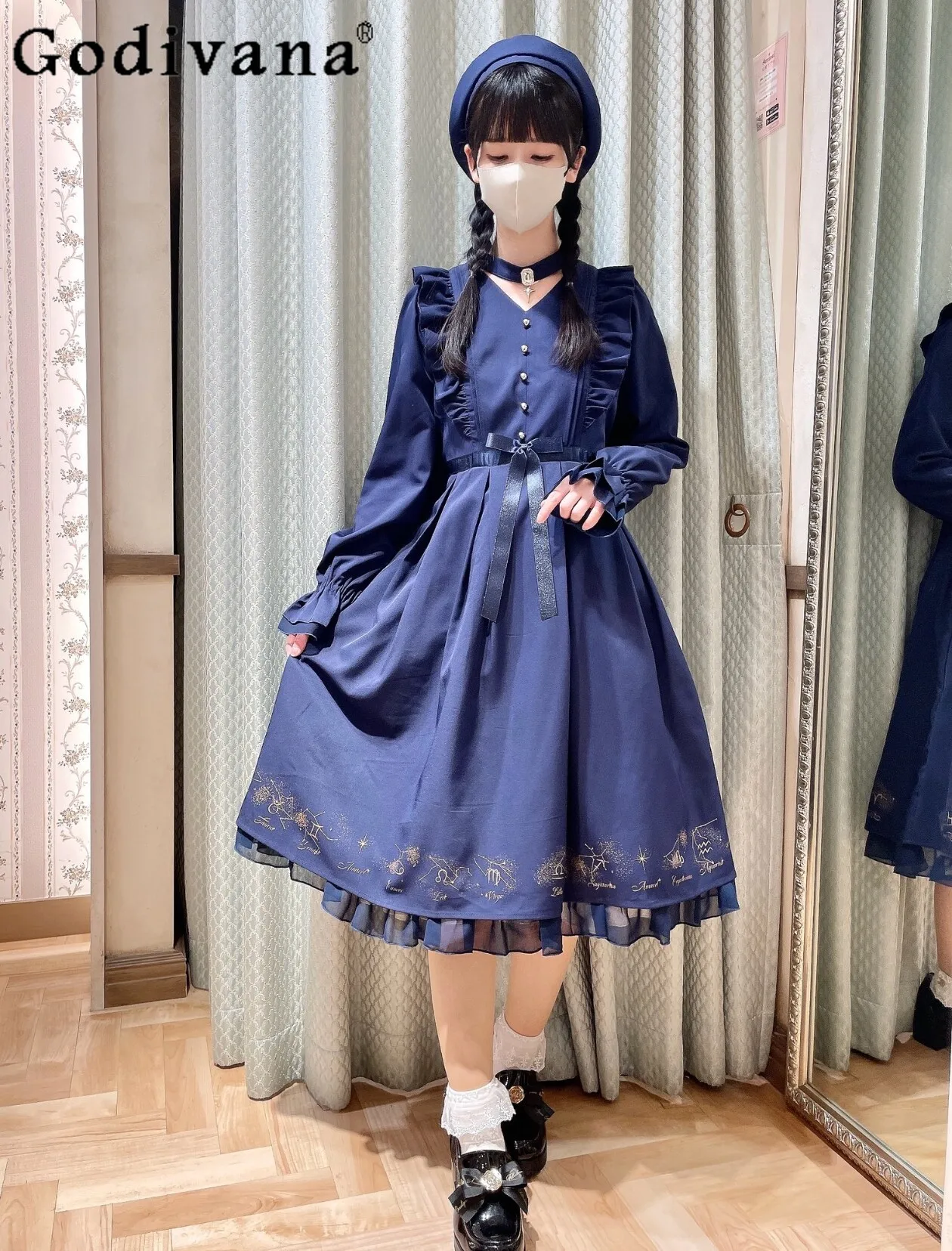 

2026 Spring New Japanese Style Elegant Lady Slimming Dress College Style Versatile Daily Commuting Long Dress for Women