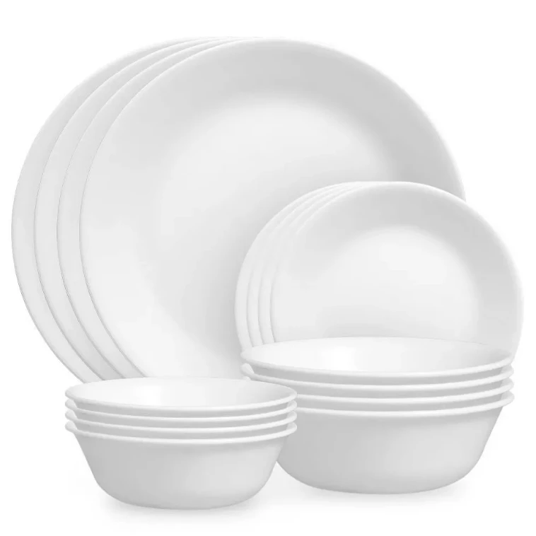 

NewCorelle 16pc Vitrelle Livingware Dinnerware Set Frost White