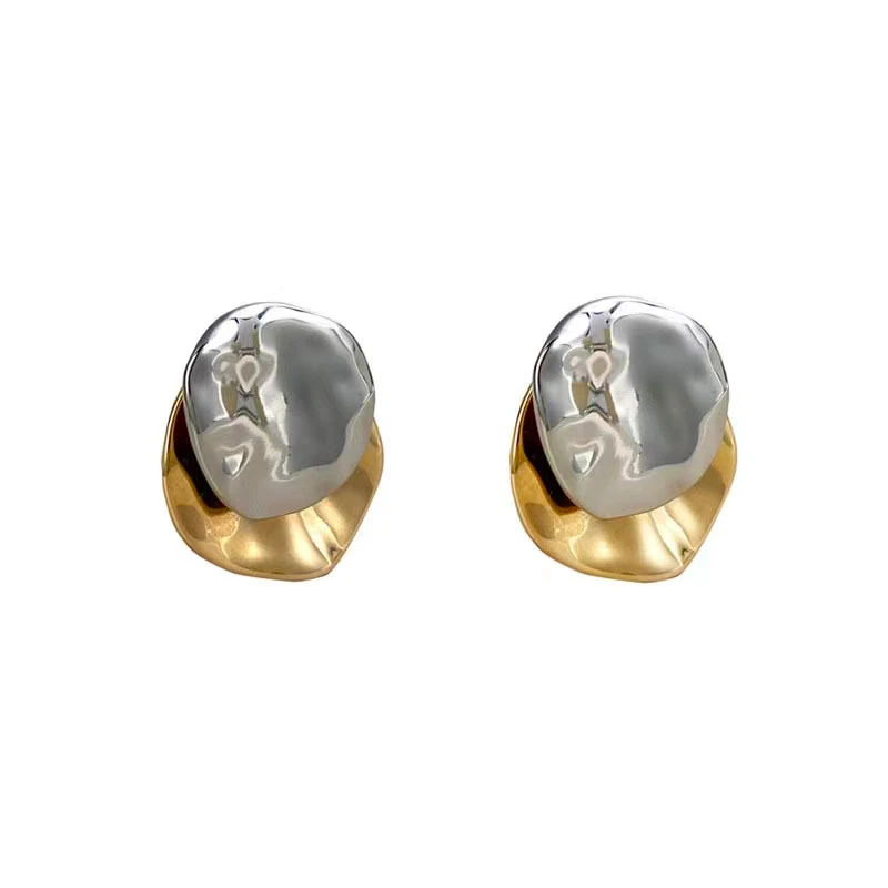 Modern Jewelry European and American Design Splicing Color Shiny Smooth Metal Stud Earrings For Women Party Gifts