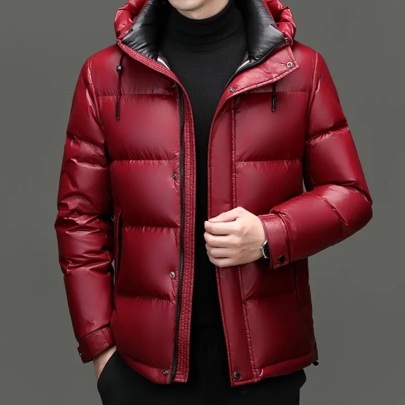 

Новое поступление, зимняя куртка из 90% белого утиного пуха, мужские, мужские утепленные парки, зимнее пуховое пальто, осенние мужские парки с капюшоном