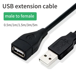 Extension Cable USB 2.0 Male To Female Computer Data Transmission Cable Mouse Keyboard Projector Long Cable 0.5m 1m 1.5m 3m 5m