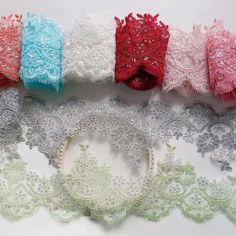 

1/5/10Yards Home Textile Wedding Dress Decorative Embroidery Lace Mbroidery Sequin Lace Trim Bridal Wedding Gown DIY Decoration