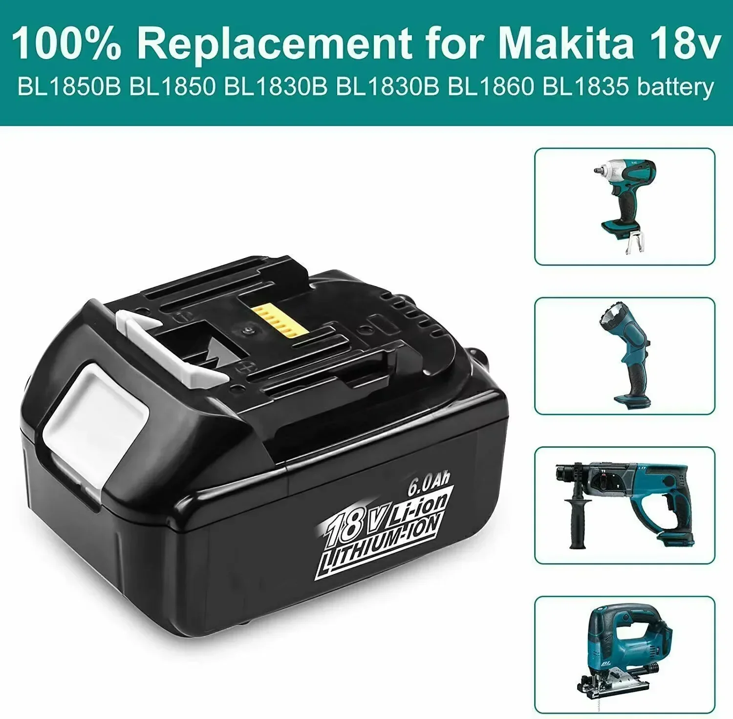 

For Makita 18V 6.0Ah Rechargeable Battery ,For Makita BL1830 BL1830B BL1840 BL1840B BL1850 BL1850B Power Tools Battery