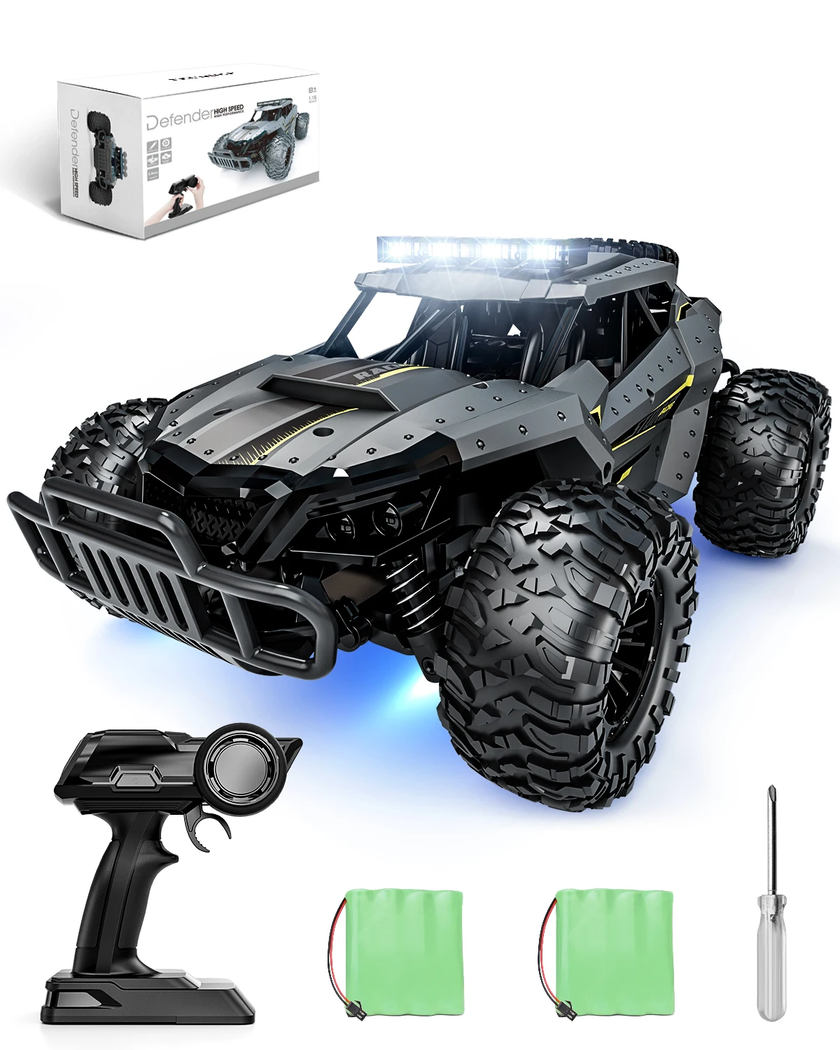 รีโมทคอนโทรลรถ 1:16 Scale 25 กม./ชม.Fast RC Cars สําหรับผู้ใหญ่,2.4GHz Off Road RC รถบรรทุกของเล่น LED ไฟหน้า,ของขวัญสําหรับเด็ก