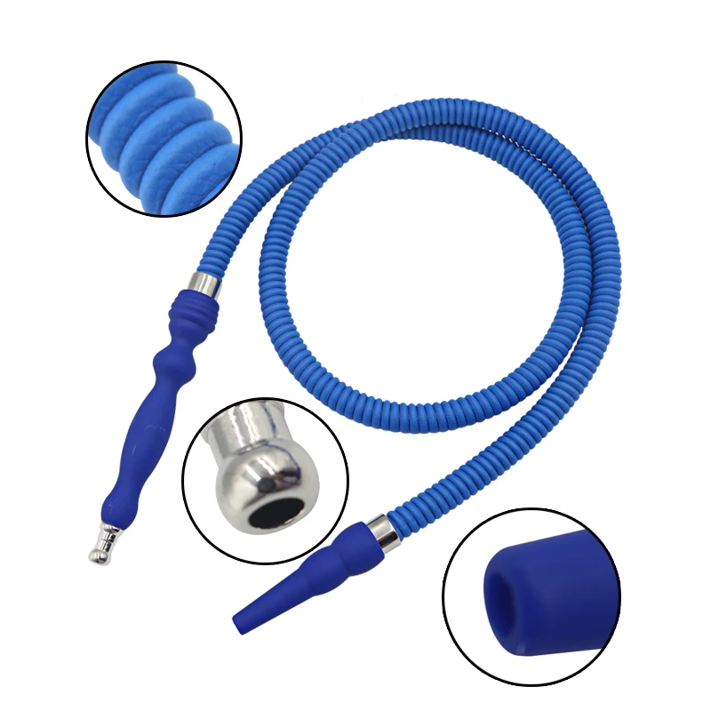 Hookah Hose Rubber Handle with Metal Tip Leather Wrapped Shisha Pipe Hose Washable Durable Chicha Narguile Hose