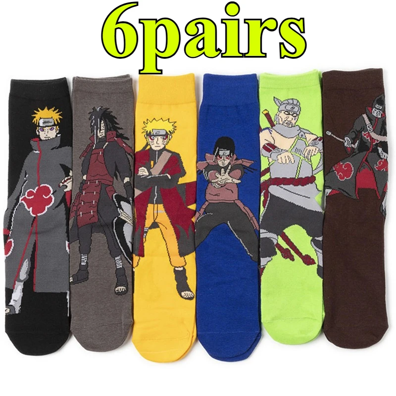 6 pairs of anime socks, anti slip grip socks, fitness Pilates hiking socks, bicycle socks, women's socks, back to school season