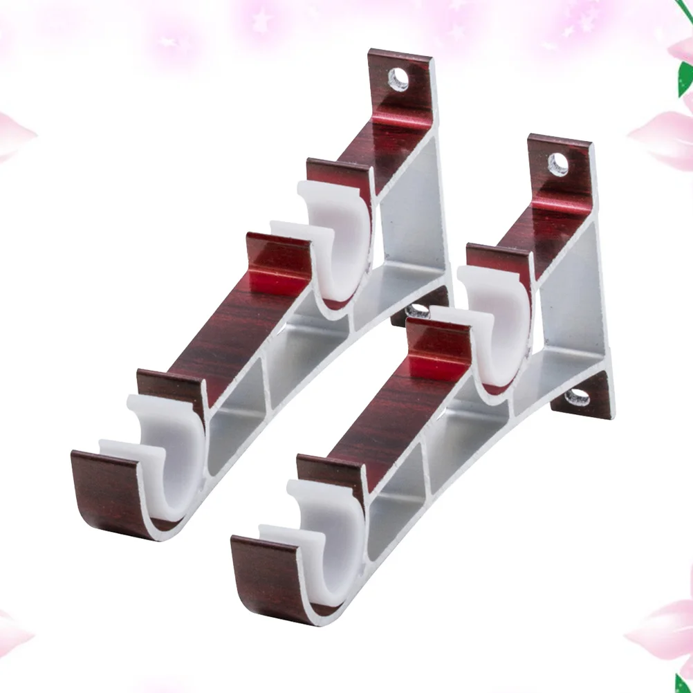 

2Pcs Aluminum Alloy Curtain Rod Bracket Double Semicircular Openings Easy Install Stable Support Heavy Curtains