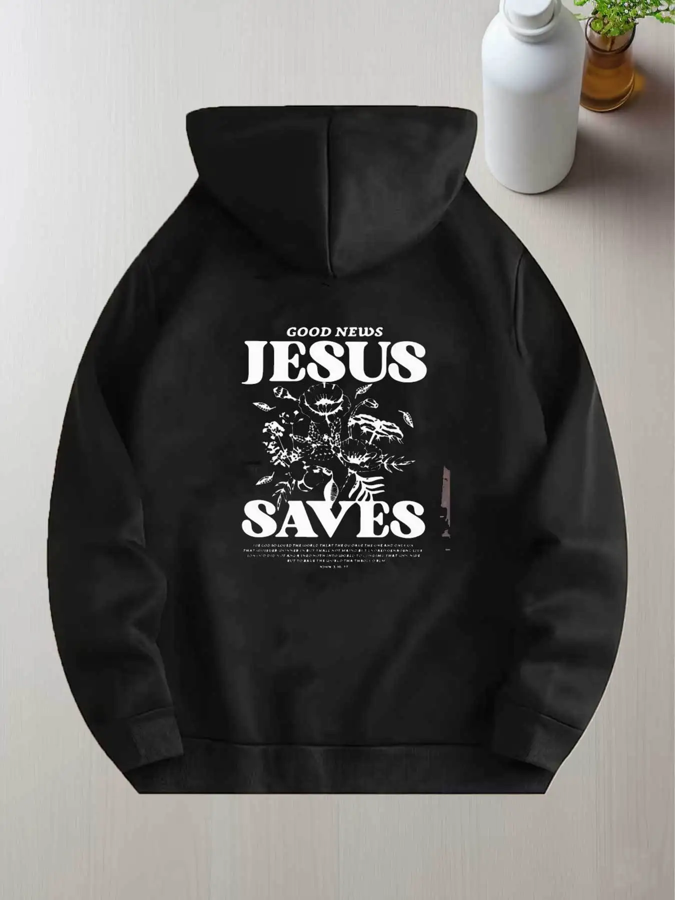 Essential Hoodie Good News Saves Graphic Sweatshirt Men's Hoodie Unisex Trendy Style Soft Breathable Lightweight - Round Neck Regular Fit - Machine Washable Comfortable Round Neck Short Sleeve Graphic Print T-Shirt Black