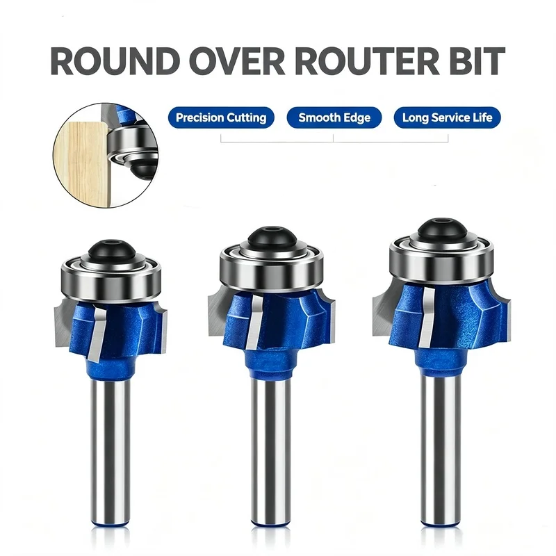 4 Flute Round Over Router Bit 6mm 8mm 1/4