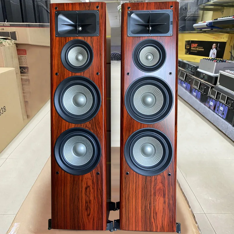 200W Dual 8-inch Three-way Home Theater Passive Speaker High Power High-fidelity Home Fever Floor-standing Audio Front Speaker