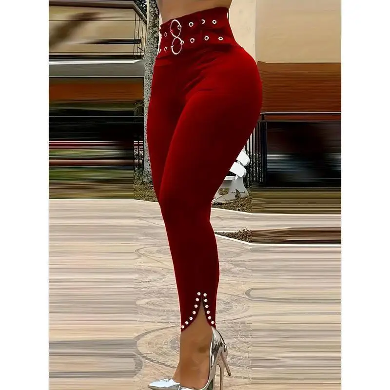 

High Waist Split Pants Women's Fashion Spring 2026 Neutral High Waist Long Trousers with Slits Bottoming Pants for Ladies