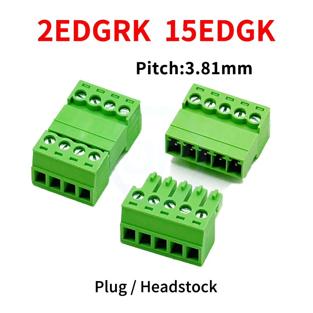

(5/10Sets) KF 2EDGRK + 2EDGK 3.81mm 3.5mm Plug-In Terminal Block Solderless 15EDGRK 15EDGKP 3.81 / 3.5 Set of Plugs Pin Headers