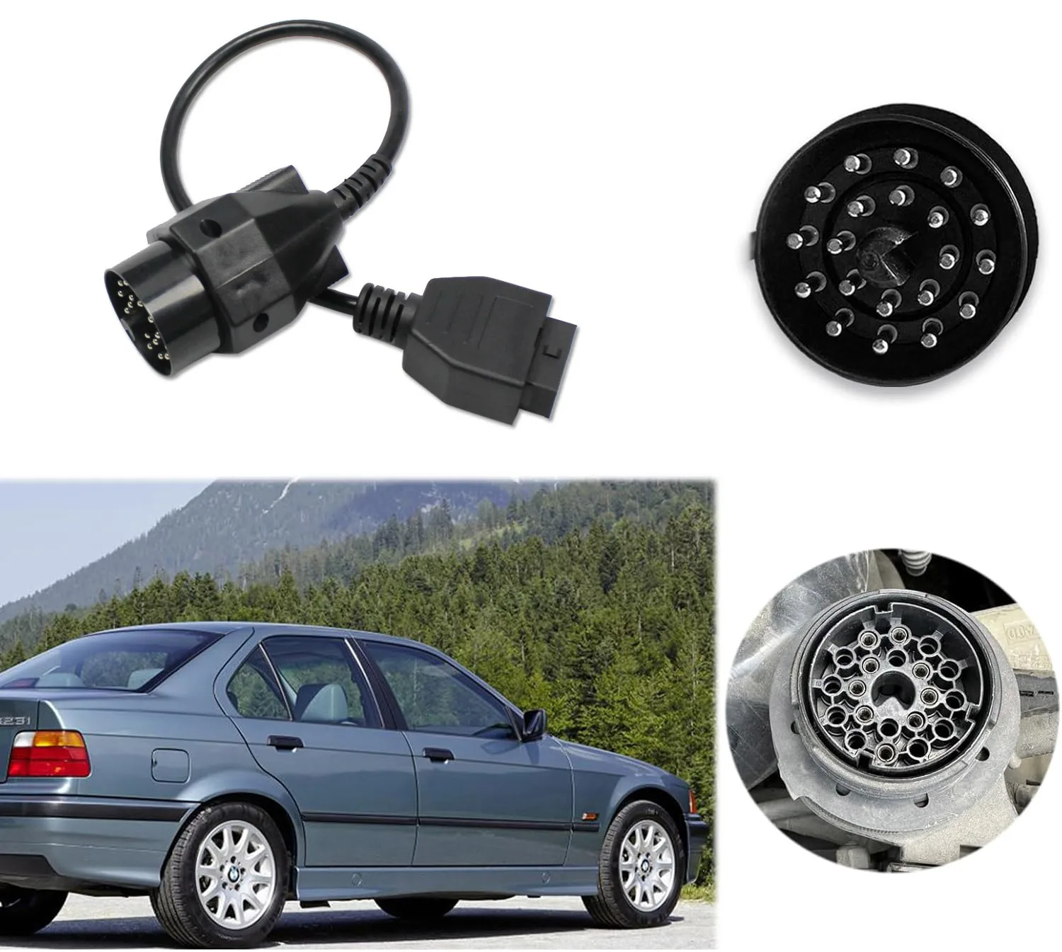 

OBD1 to OBD2 Adapter for BMW Vehicle E31 E32 E34 E36 E39 E38 E53 X 5 Z3 20 Pin Diagnostic Cable