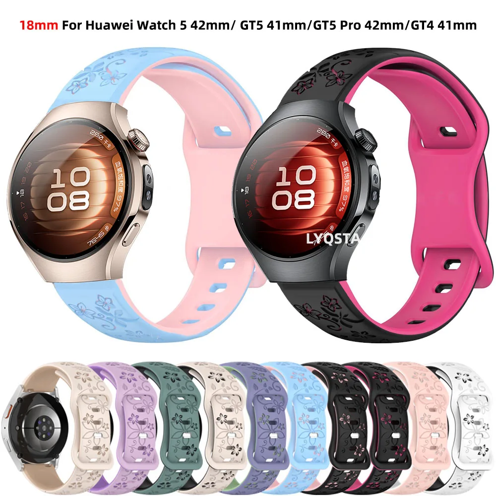 18 مللي متر سيليكون حزام لهواوي ساعة 5 42 مللي متر GT 5 GT 4 41 مللي متر استبدال الفرقة لهواوي ساعة GT 5 برو 42 مللي متر تنفس معصمه