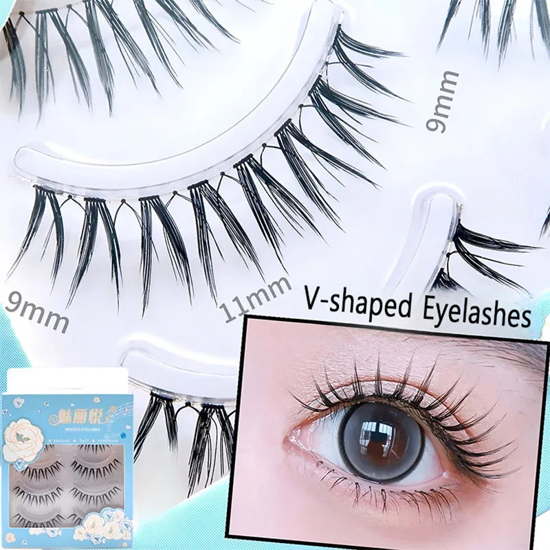 

5Pairs Makeup False Eyelashes Long Thick Photogenic Eye Lashes Hard Band Handmade Cluster V-shaped Eyelash Cosmetics Tools