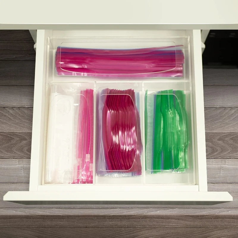 Acrylic Bag Storage Box Dispenser Storage Bag Case for Sandwich Variety Size Bag Container Holder