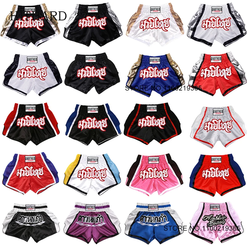 Muay Thai Shorts Kids Adults Kick Boxing Shorts Men Women Child Satin Fabric Grappling Training Cage Fighting Kickboxing Pants