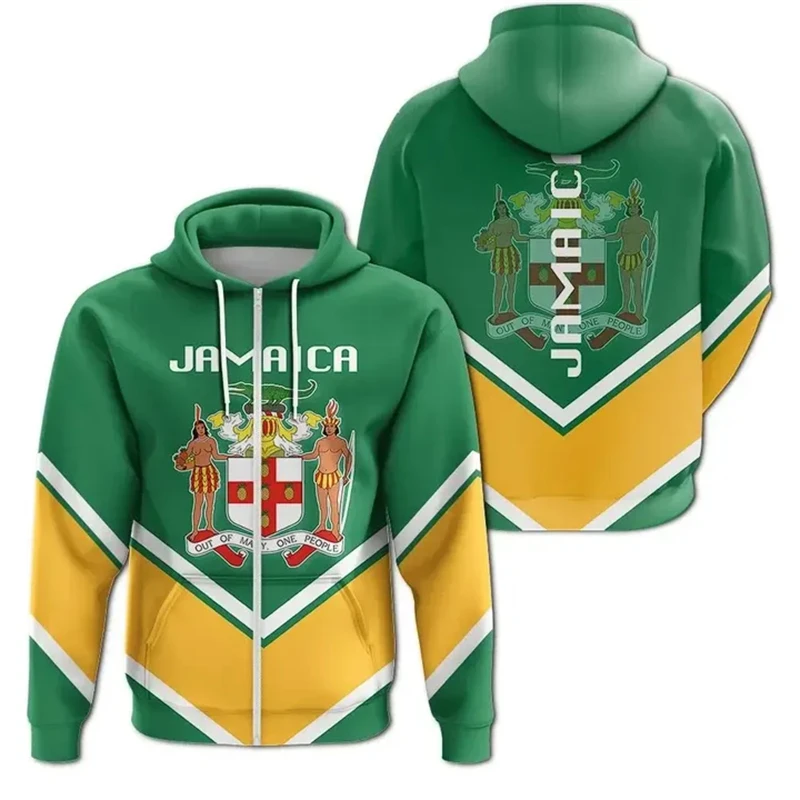 

Jamaica Flag Map 3D Print Zip Up Hoodies For Men Clothes National Emblem Hoody Tracksuit Fashion Boy Zipper Hoodie Women Tops