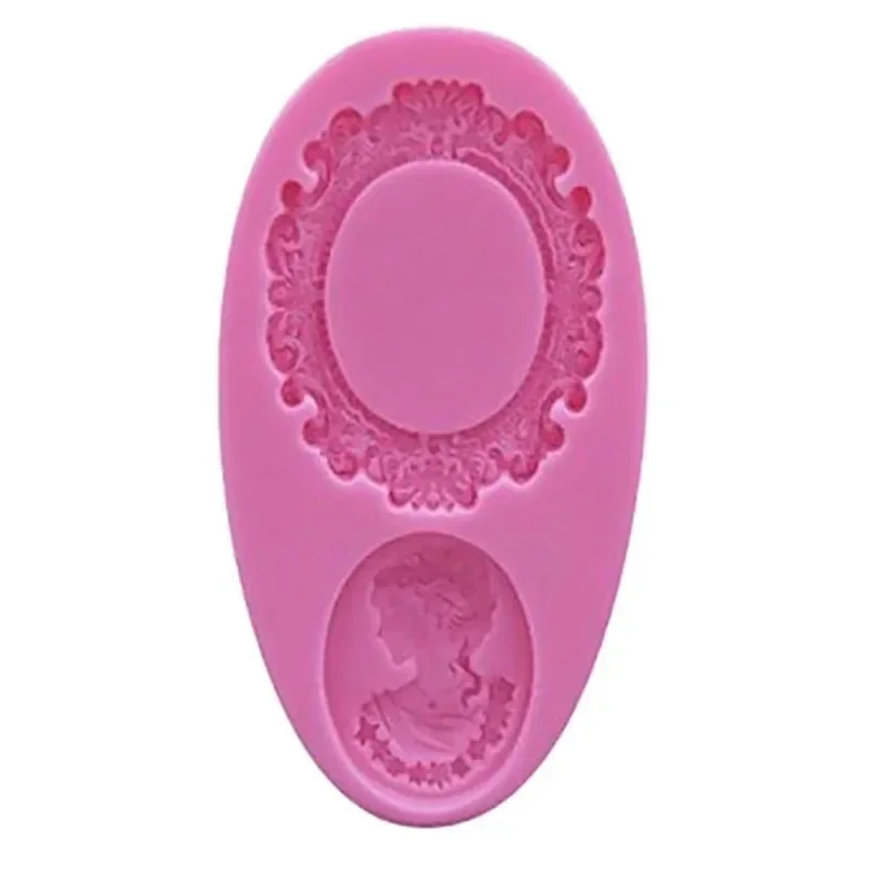 Retro Style Frame Noblewoman Liquid Silicone Mold Kitchen Baking Cake Decoration Biscuit Mold Home Gypsum Decoration Mold