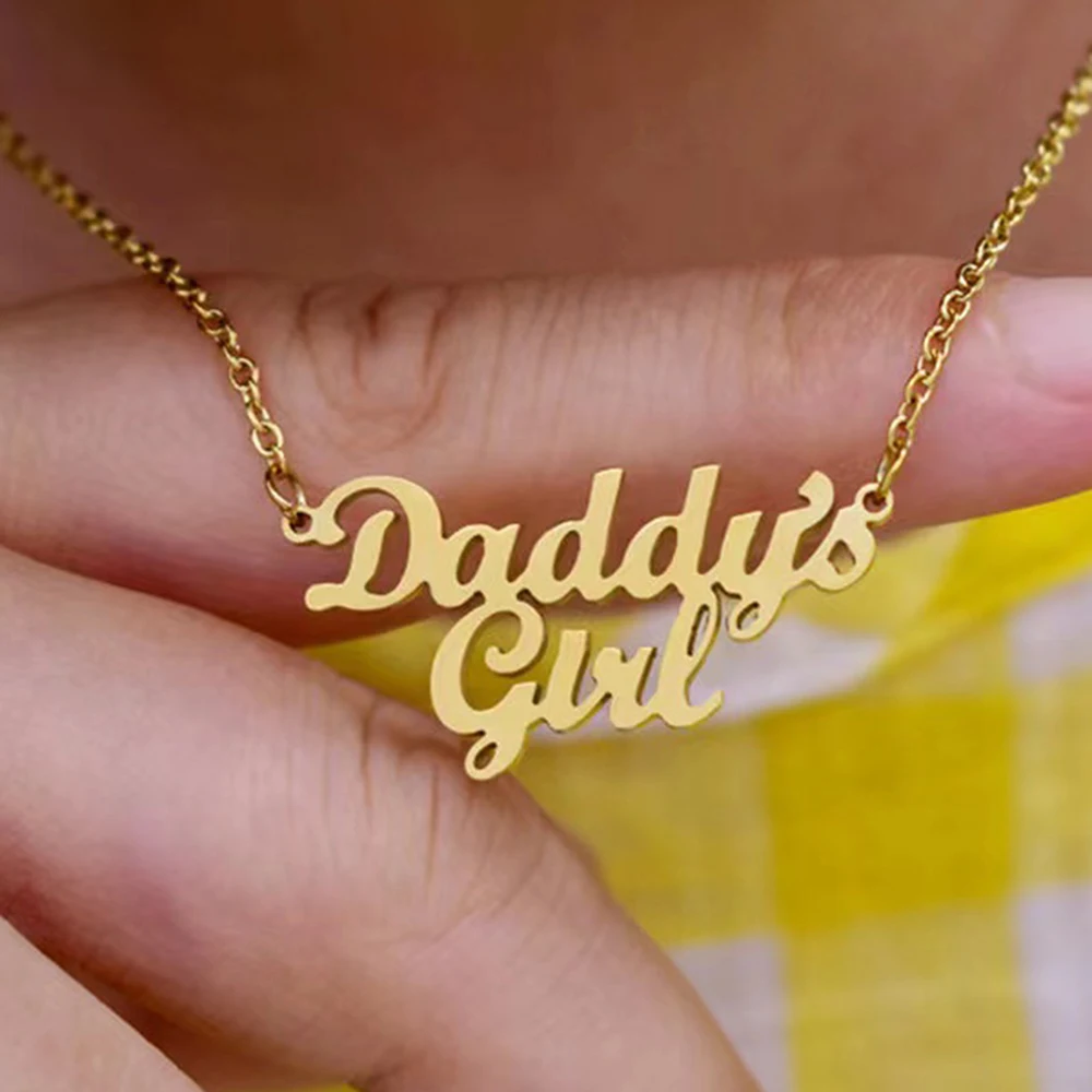 Stainless Steel Necklace Fashionable Lovingly Engraved Daddy's Girl Collarbone Chain For Women Jewelry Birthday Anniversary Gift