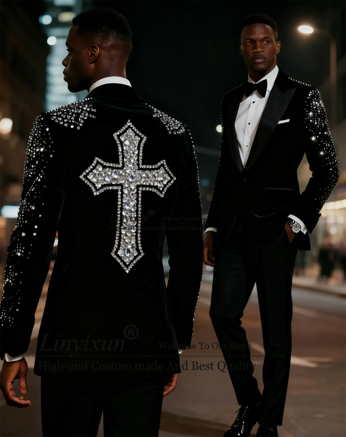 

Glitter Rhinestone Diamond Wedding Suits For Men 2 Pieces Sets Groom Male Blazers Customized Peaked Lapel Tuxedos Ropa homre